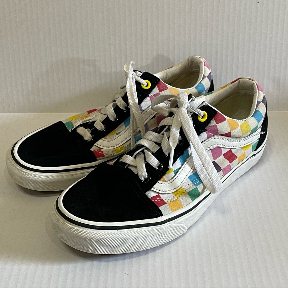 Vans Old Skool Rainbow Checkerboard Men Sz 6 Women Sz 7.5 Sneakers Shoes 721356